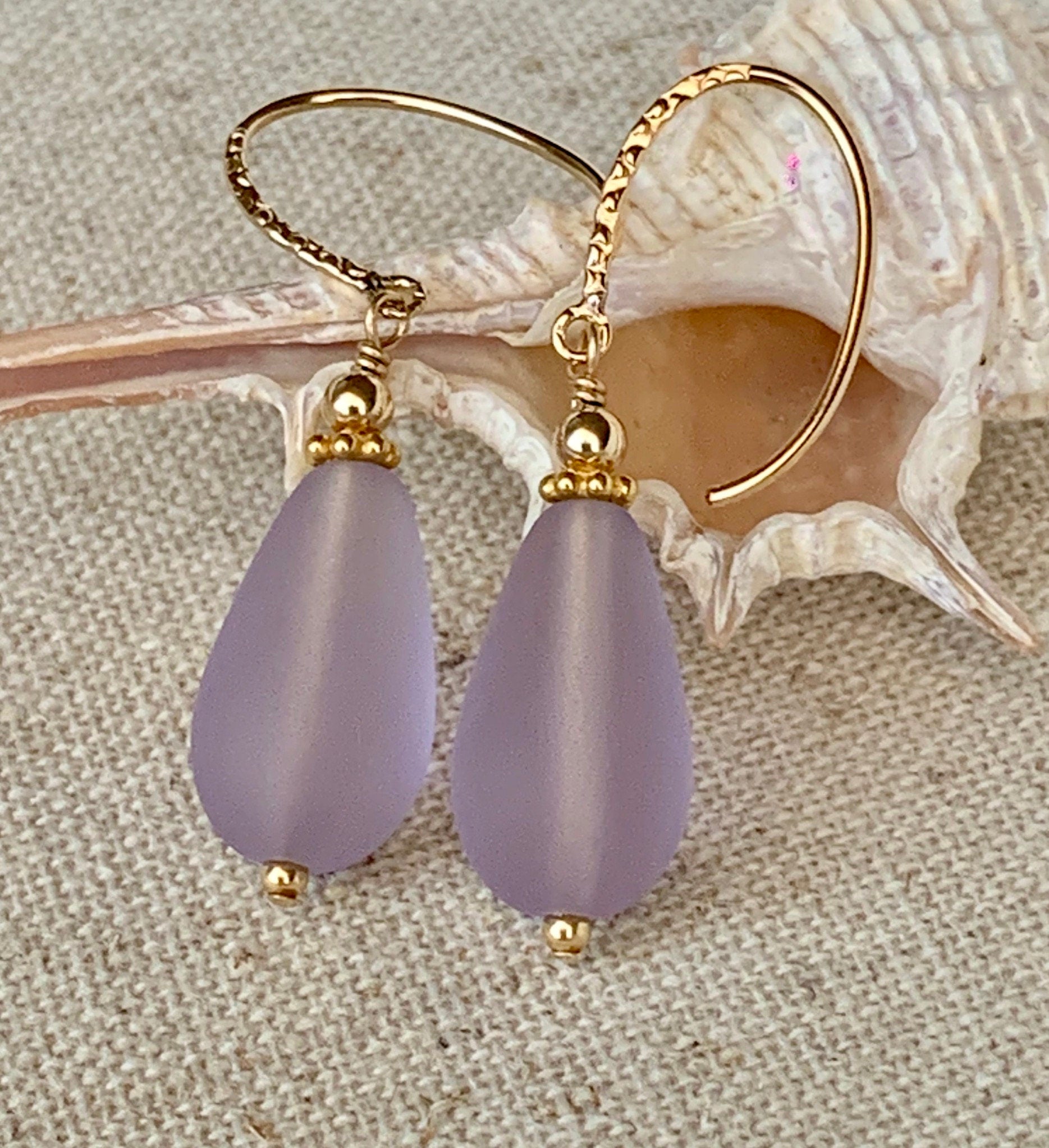 Purple sea hot sale glass earrings