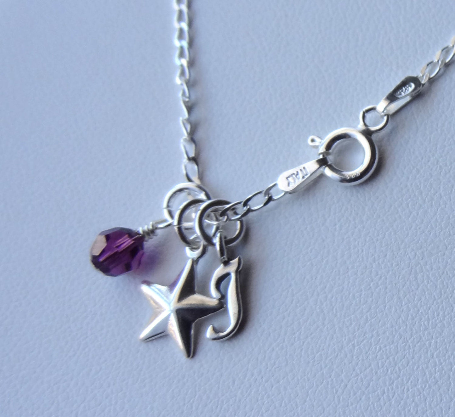 Sterling Silver Personalized Star Necklace, Birthstone Necklace, Initial Necklace, Personalized Bridesmaid Gift, New Mom Mother, Flower Girl
